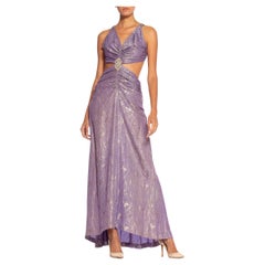 MORPHEW ATELIER Lilac Silver Antique Silk Lamé Gown With 1930S Crystals