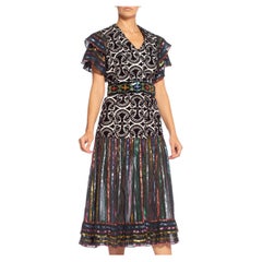 MORPHEW COLLECTION Duster Wrap Dress Made From 70'S Lurex & Velvet Fabrics With
