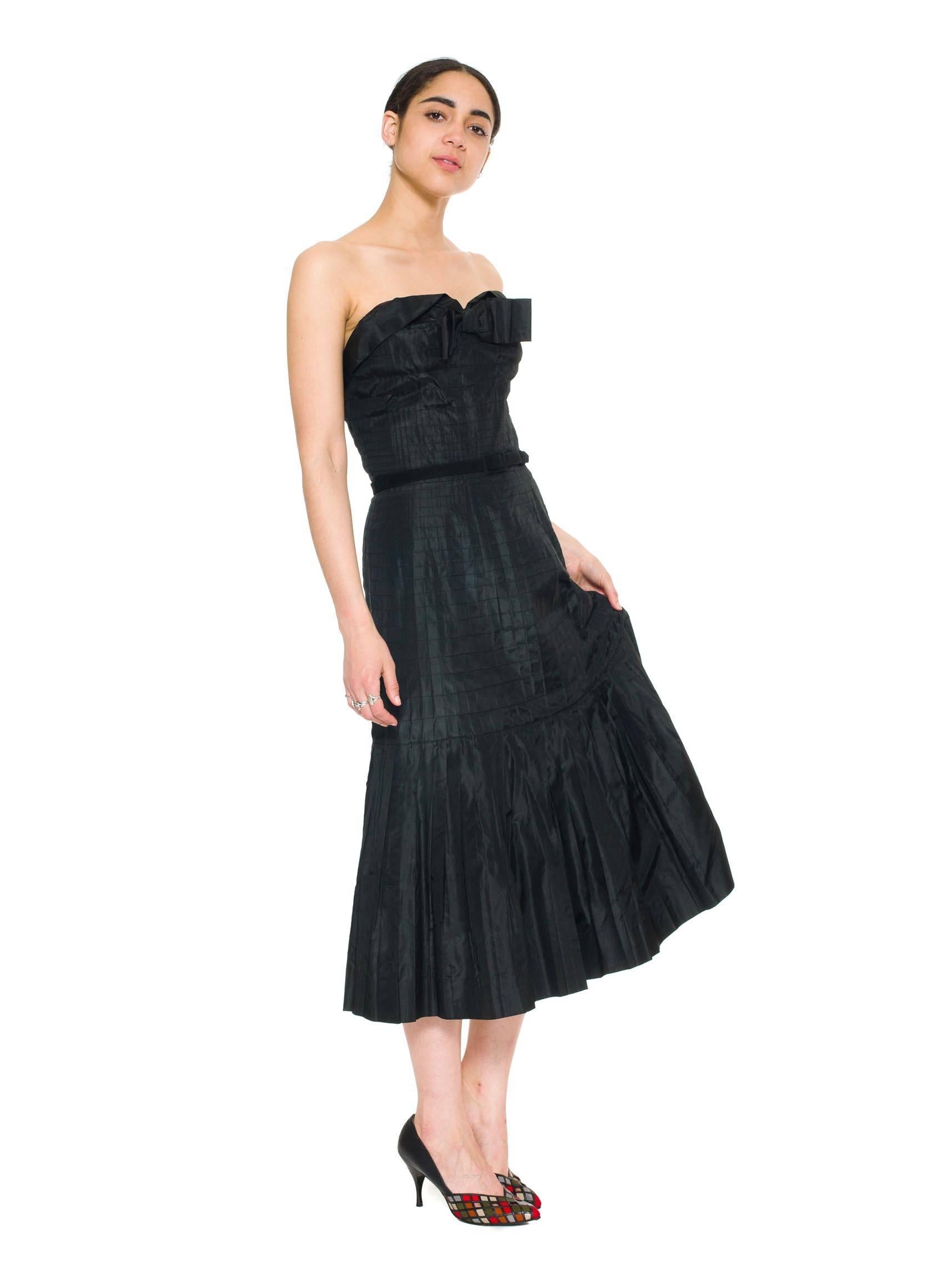 Black 1950s Jacques Heim Actualité Taffeta Cocktail Dress