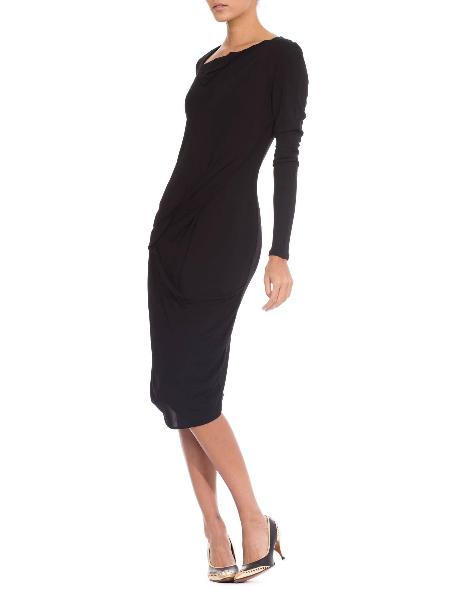Women's Martin Margiela Black Draped Jersey Dress