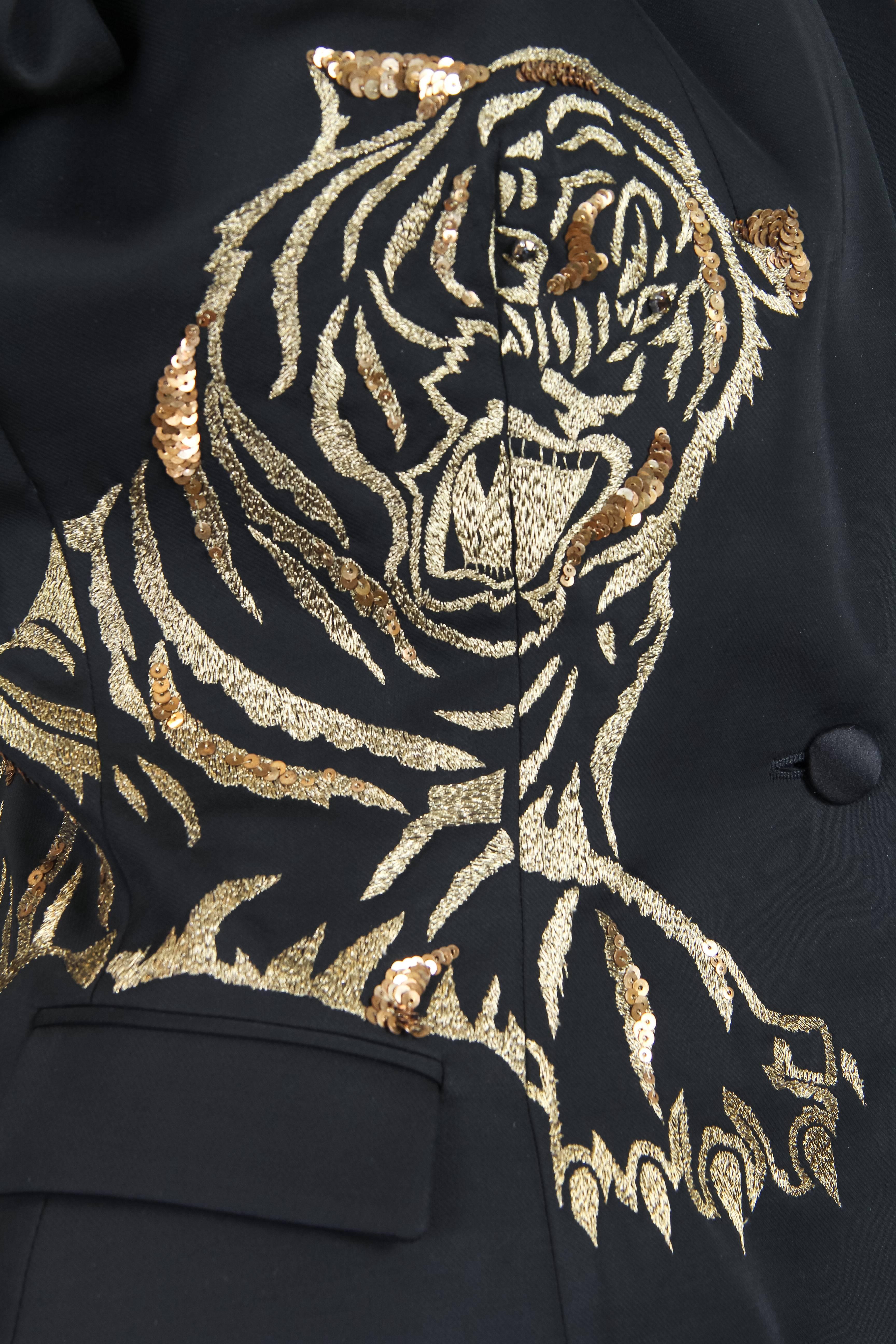 Alexander McQueen Jacket with Embroidered Gold Tigers In Excellent Condition In New York, NY