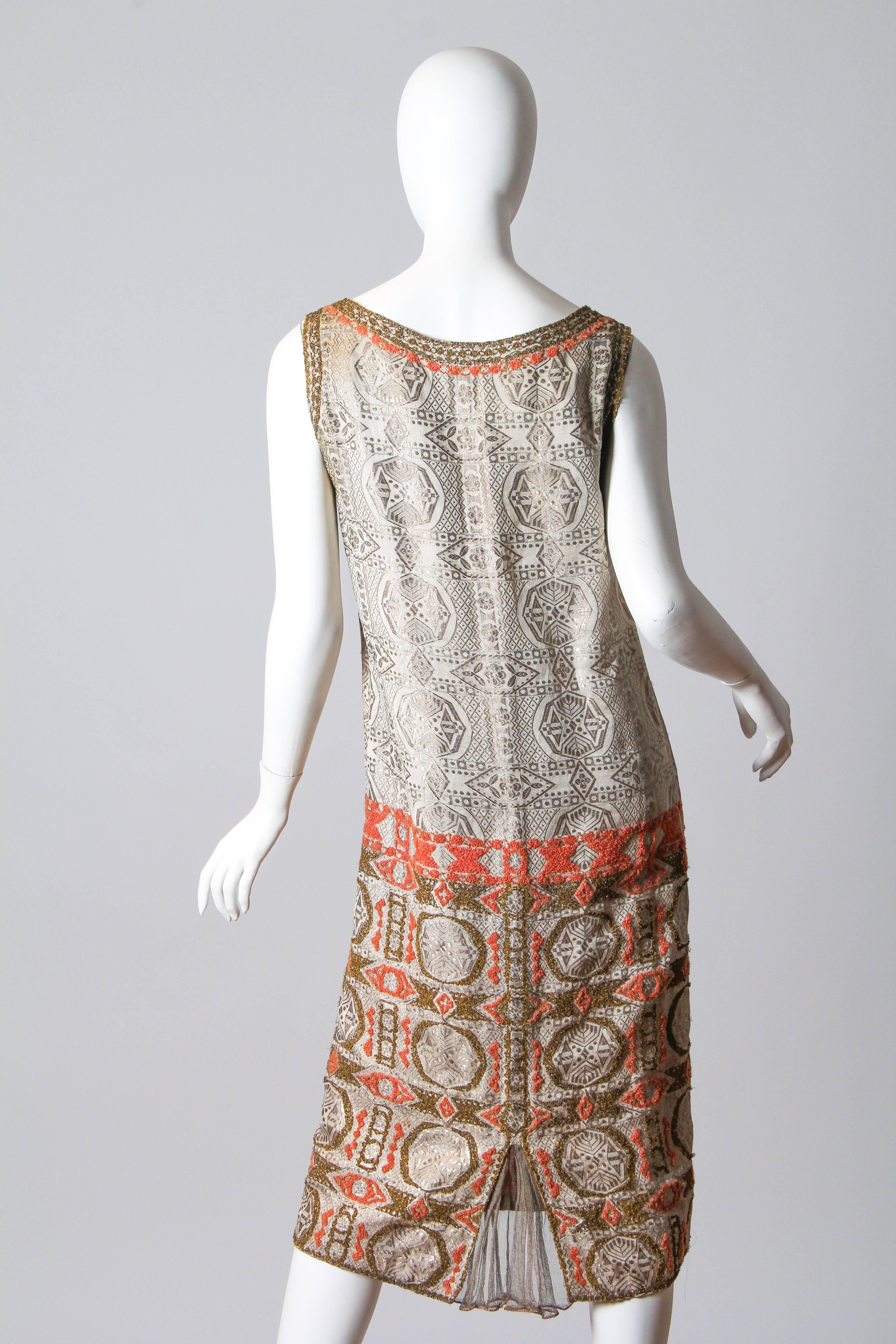Embroidered 1920s Lamé Dress In Excellent Condition In New York, NY