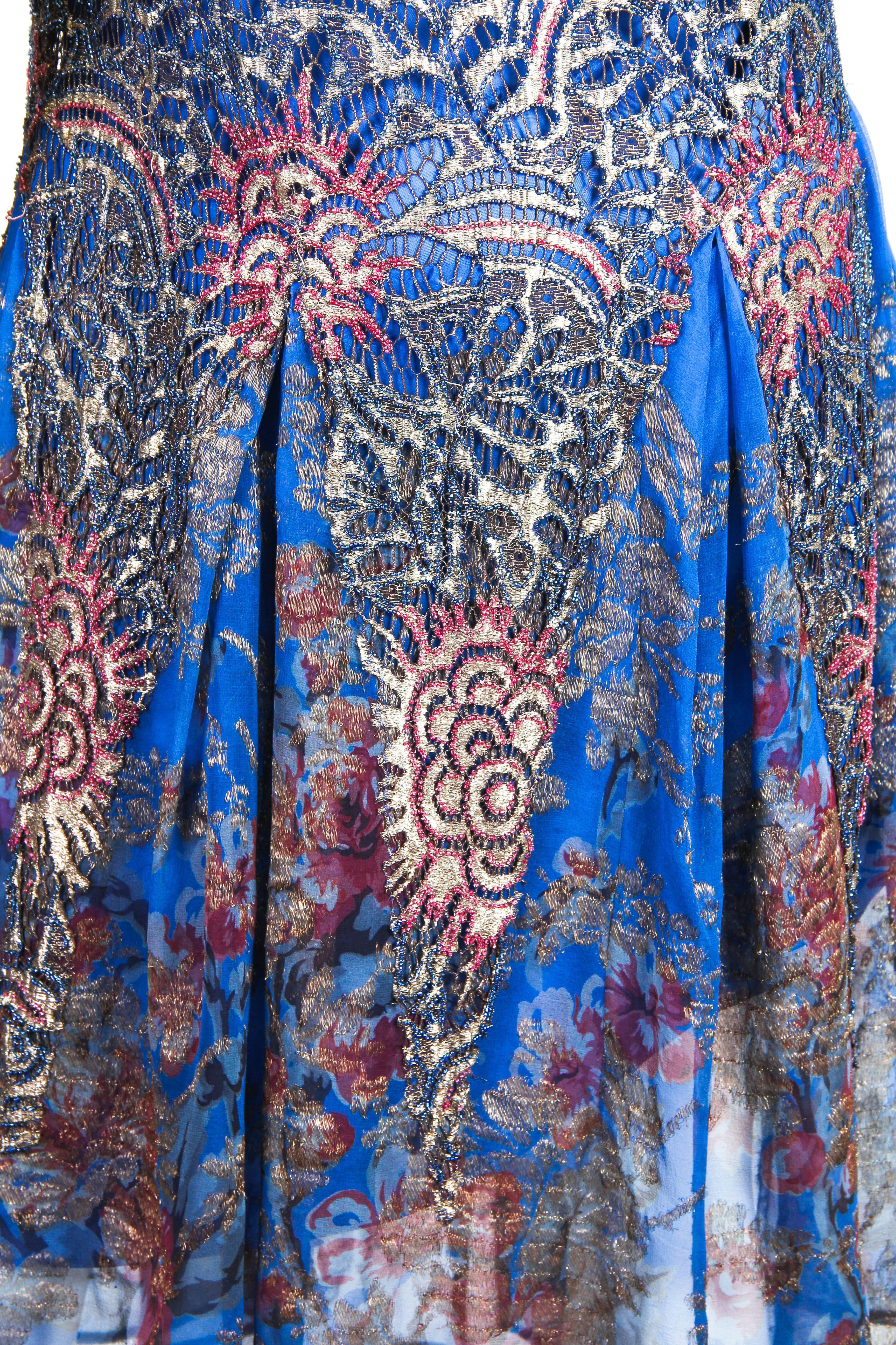 1920s Silver Lamé Lace and Chiffon Dress 2