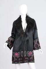 1920s Beaded Silk Coat with Fur Collar
