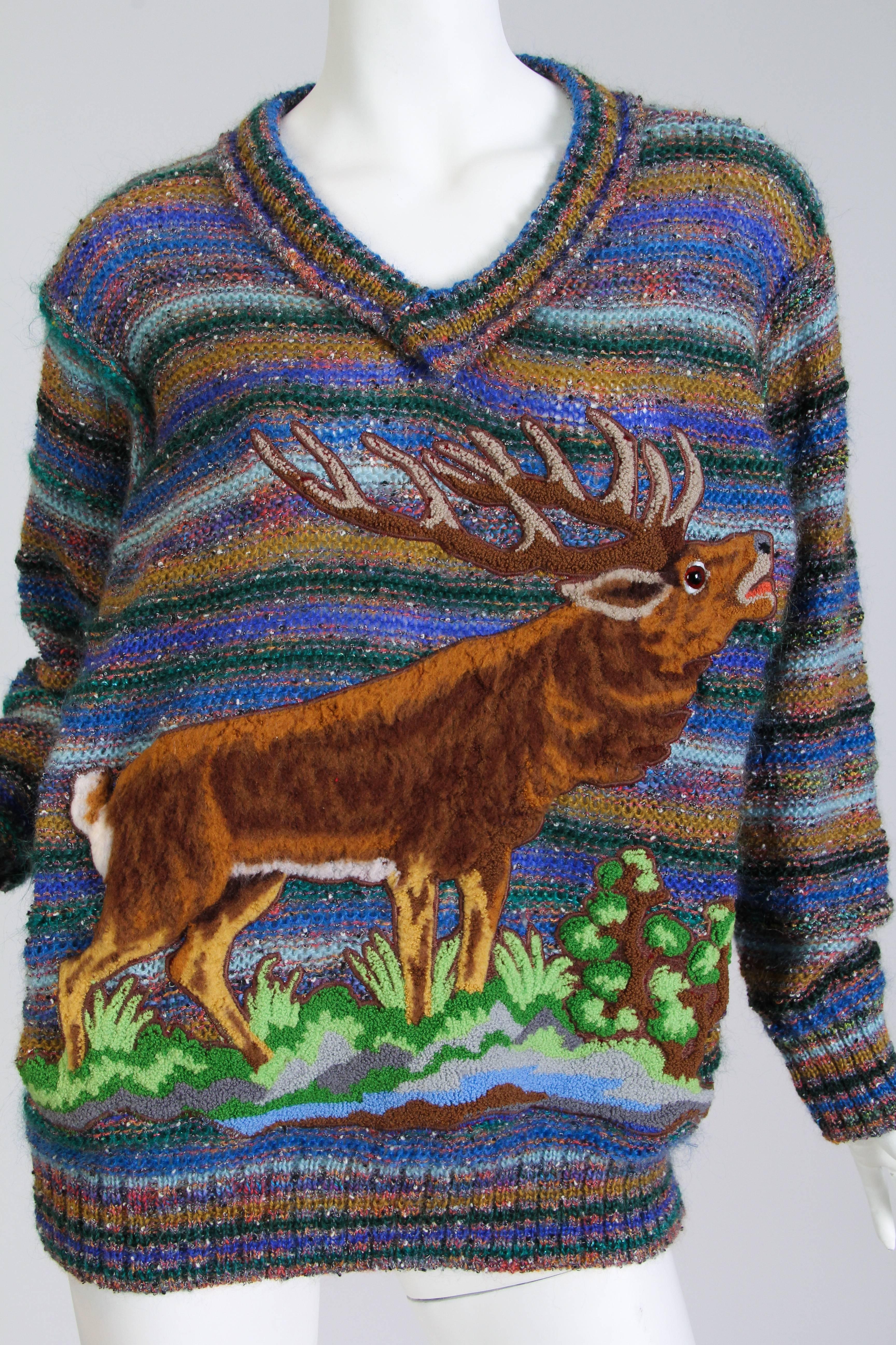 Women's 1980s Missoni Elk Novelty Sweater