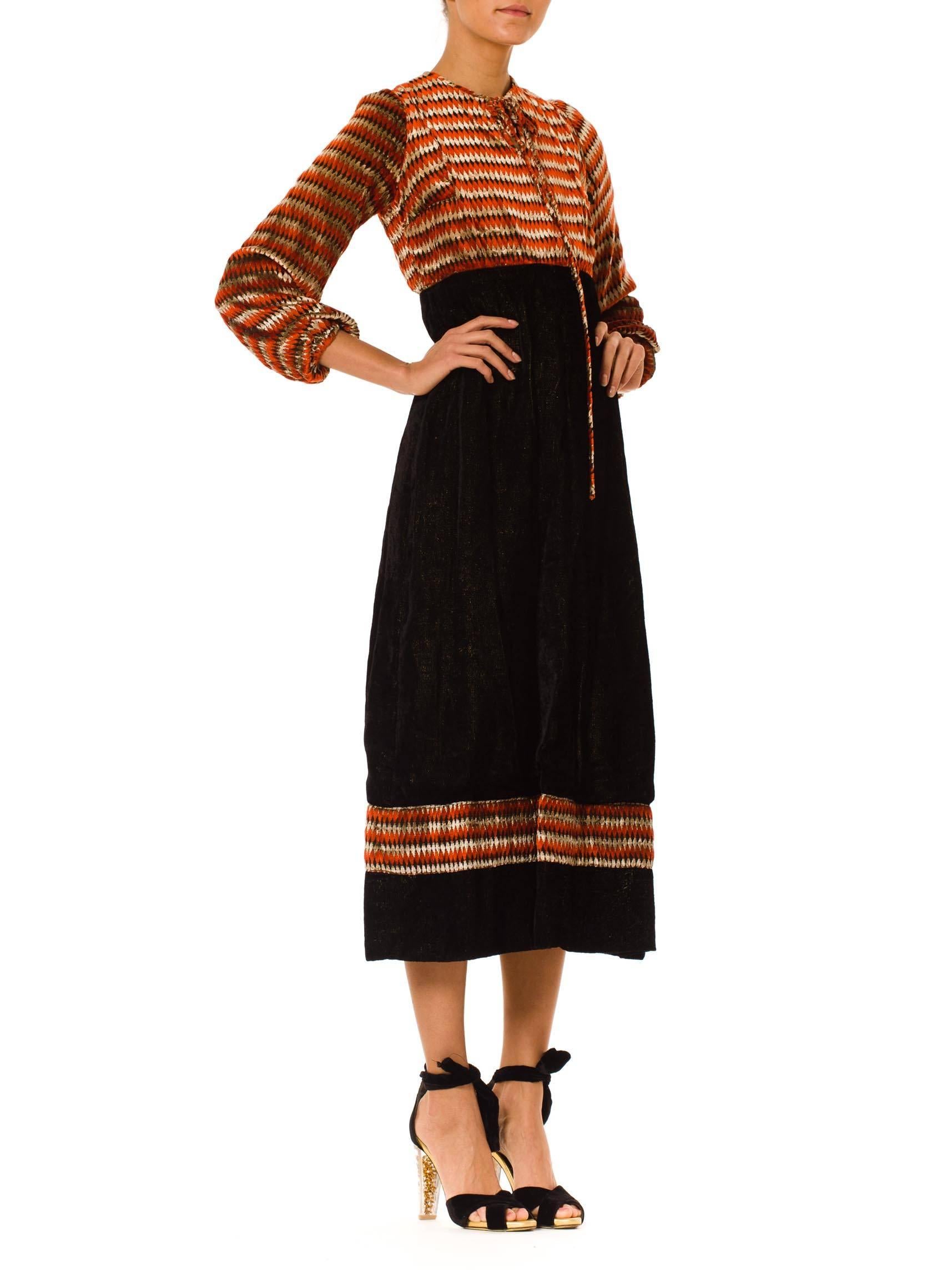 1970s Velvet and Lurex Boho Dress In Excellent Condition In New York, NY