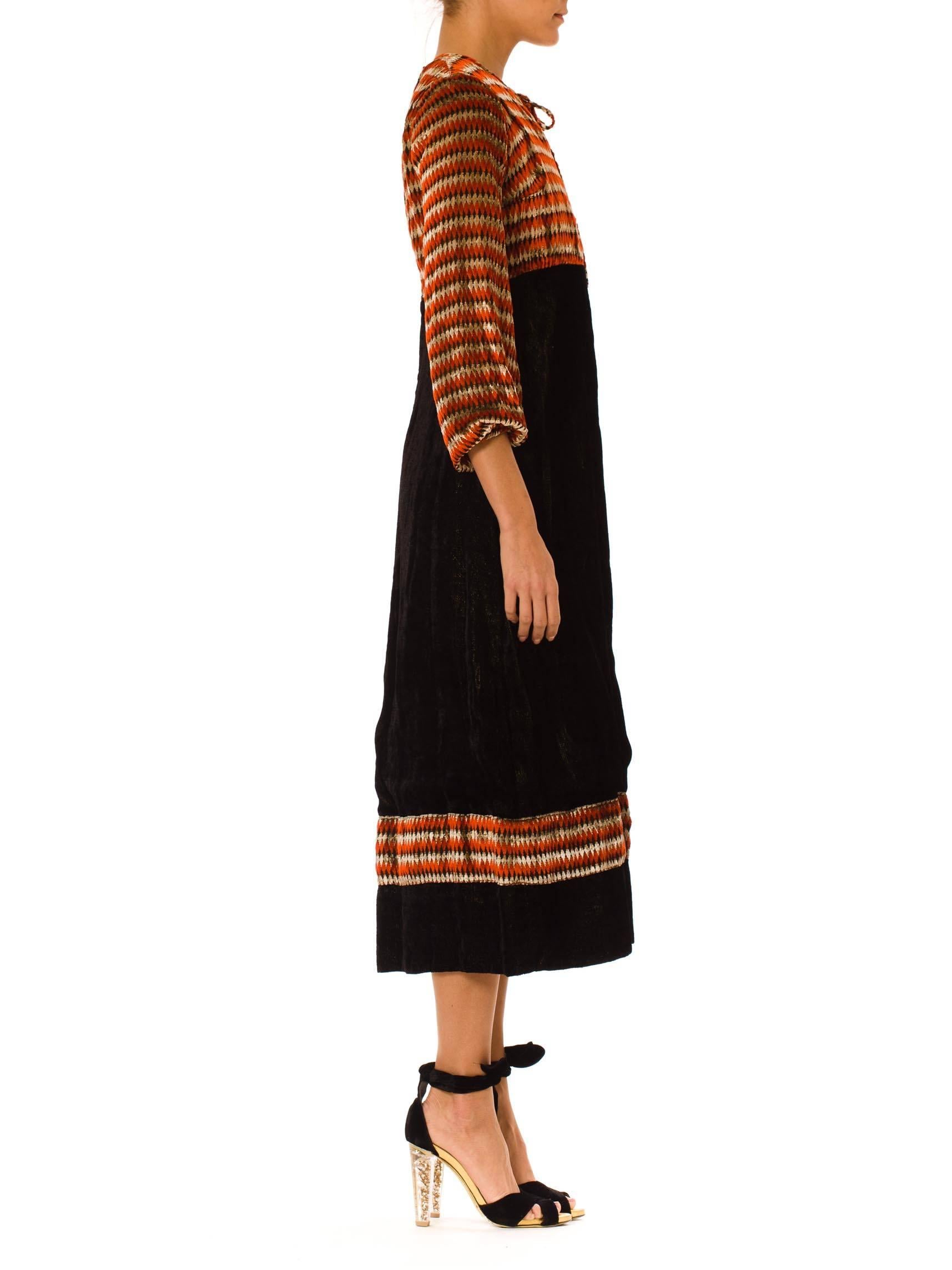 Women's 1970s Velvet and Lurex Boho Dress