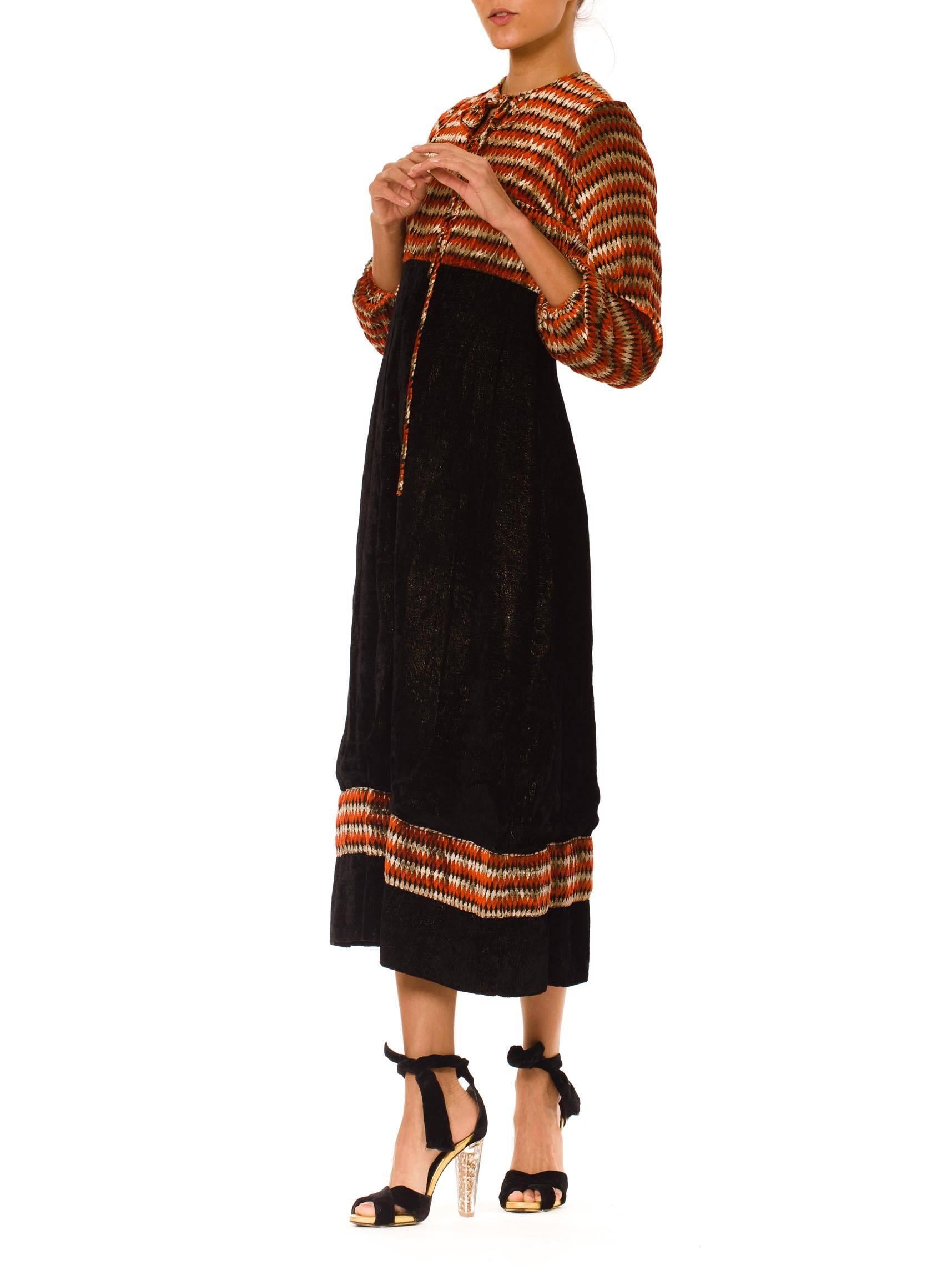 1970s Velvet and Lurex Boho Dress 2