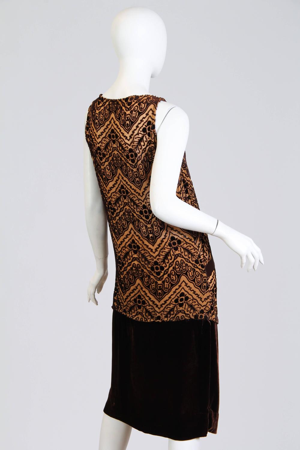1920s Silk Devoré Velvet Dress For Sale at 1stdibs