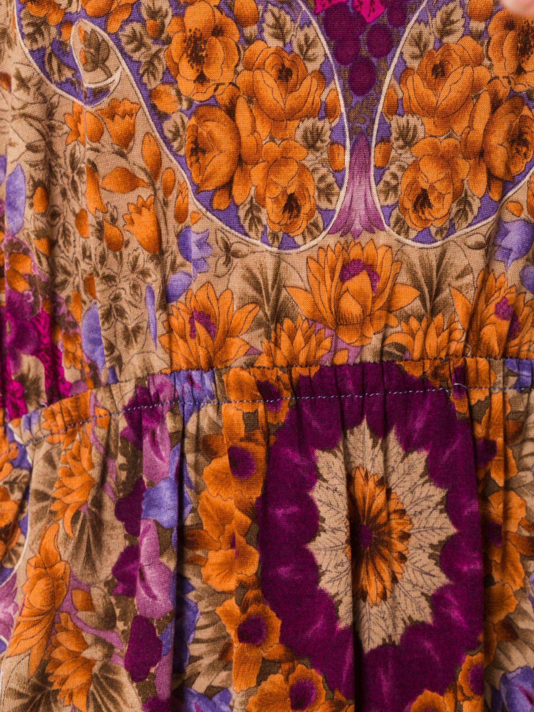 1970s Leonard Wool Jersey Dress with Rich Indian Floral Print 1
