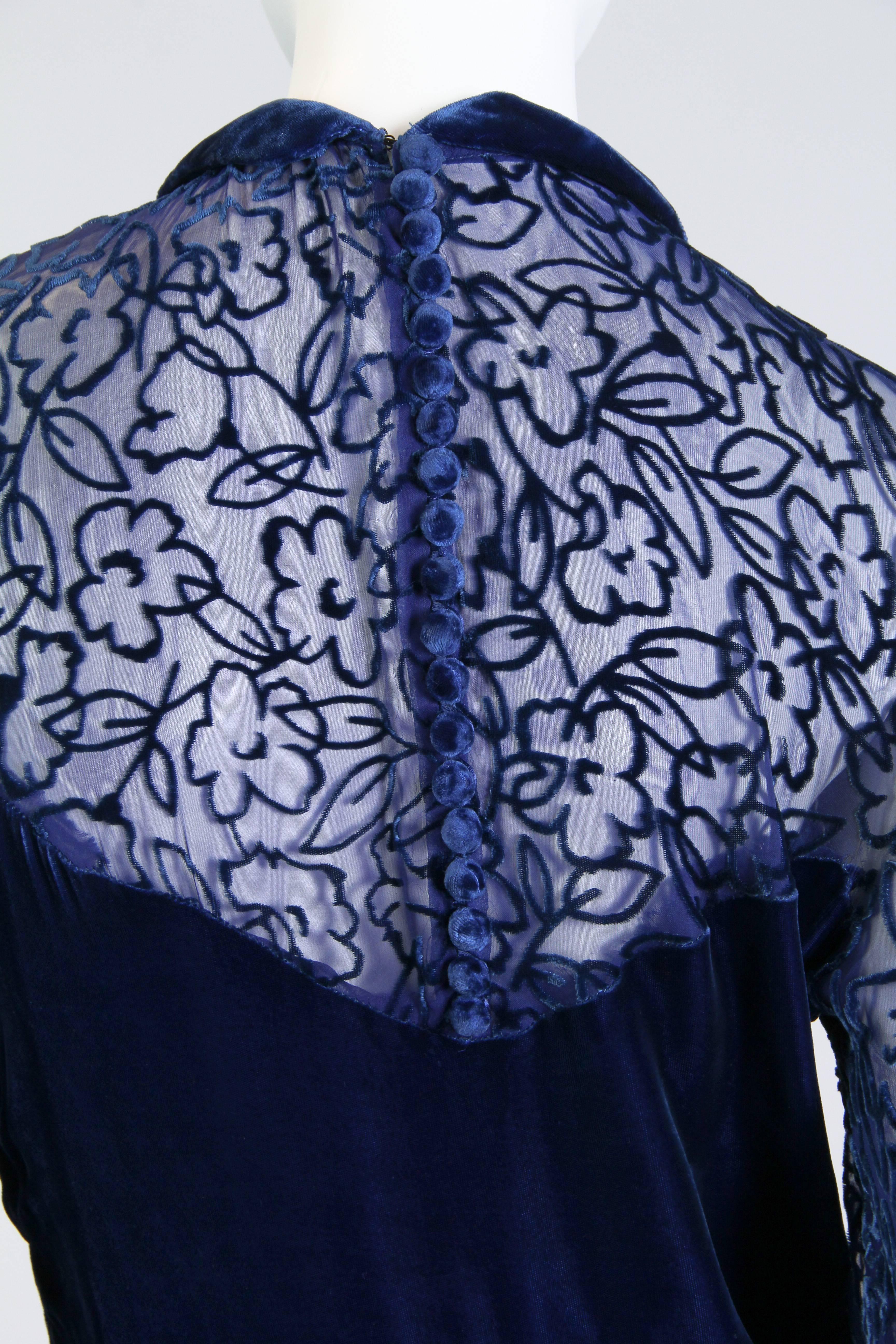 1930s Bias Silk Devoré Velvet Gown 1