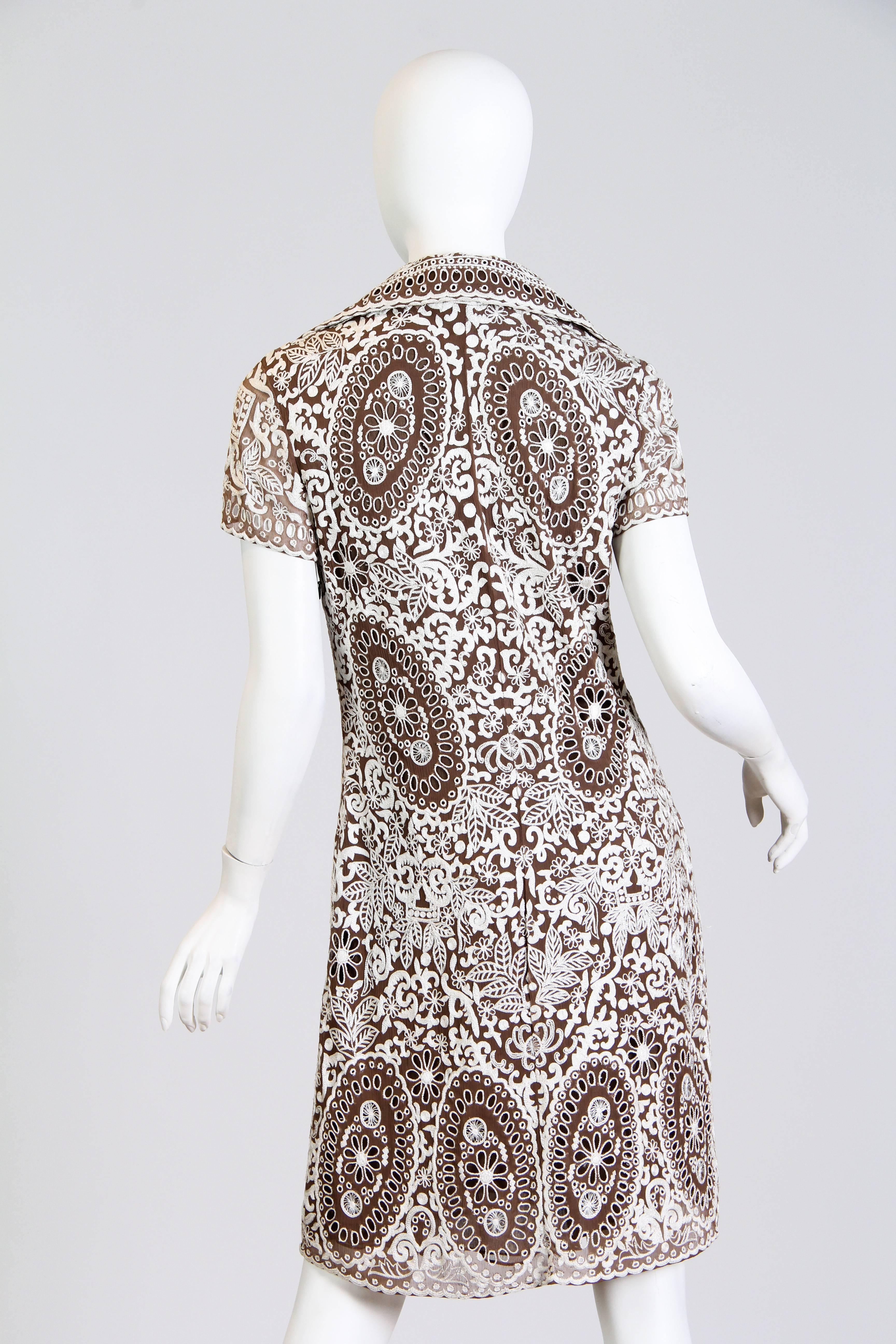 Naeem Khan Lace Embroidered Chiffon Dress In Excellent Condition In New York, NY