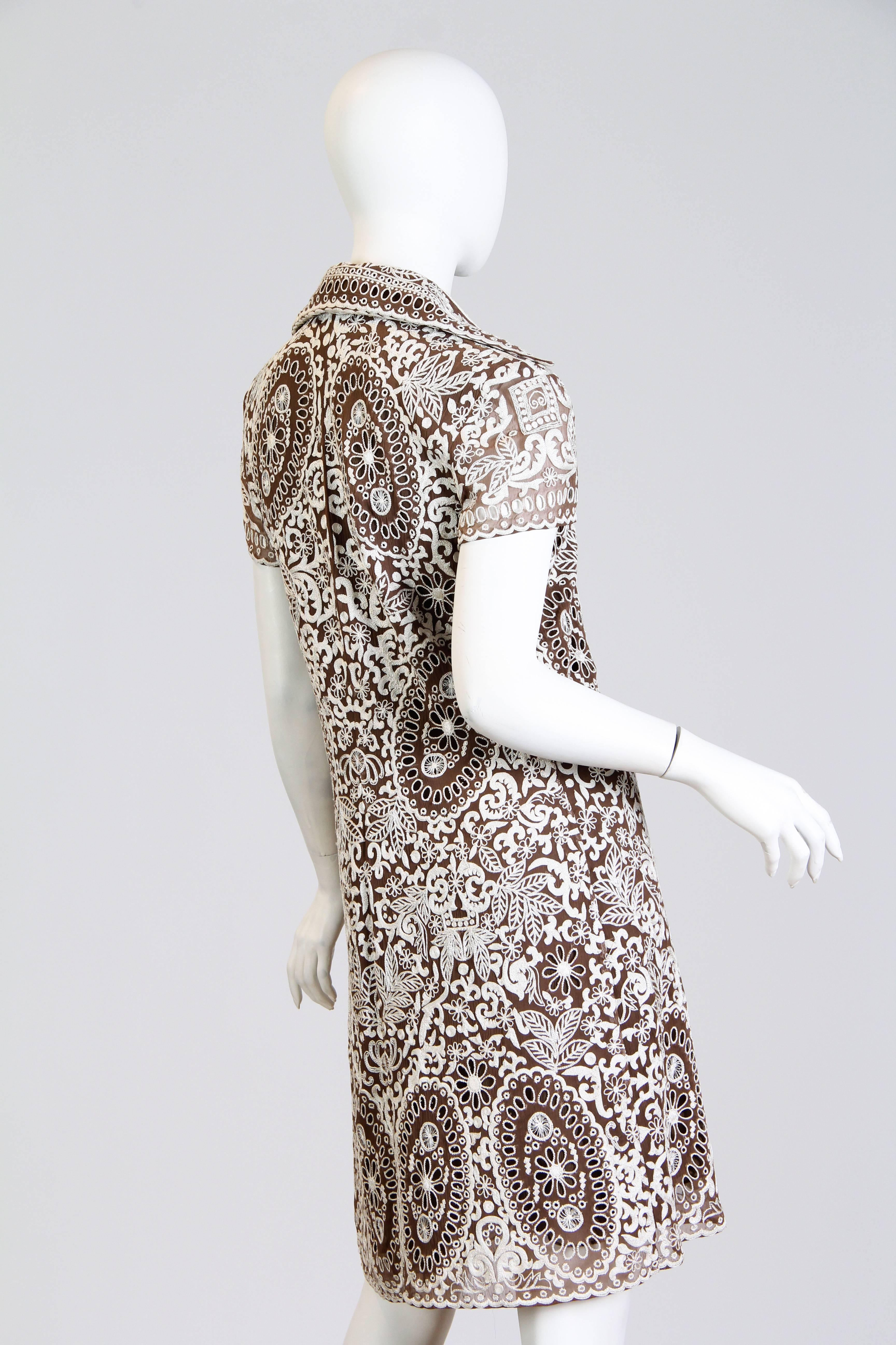 Gray Naeem Khan Lace Embroidered Chiffon Dress