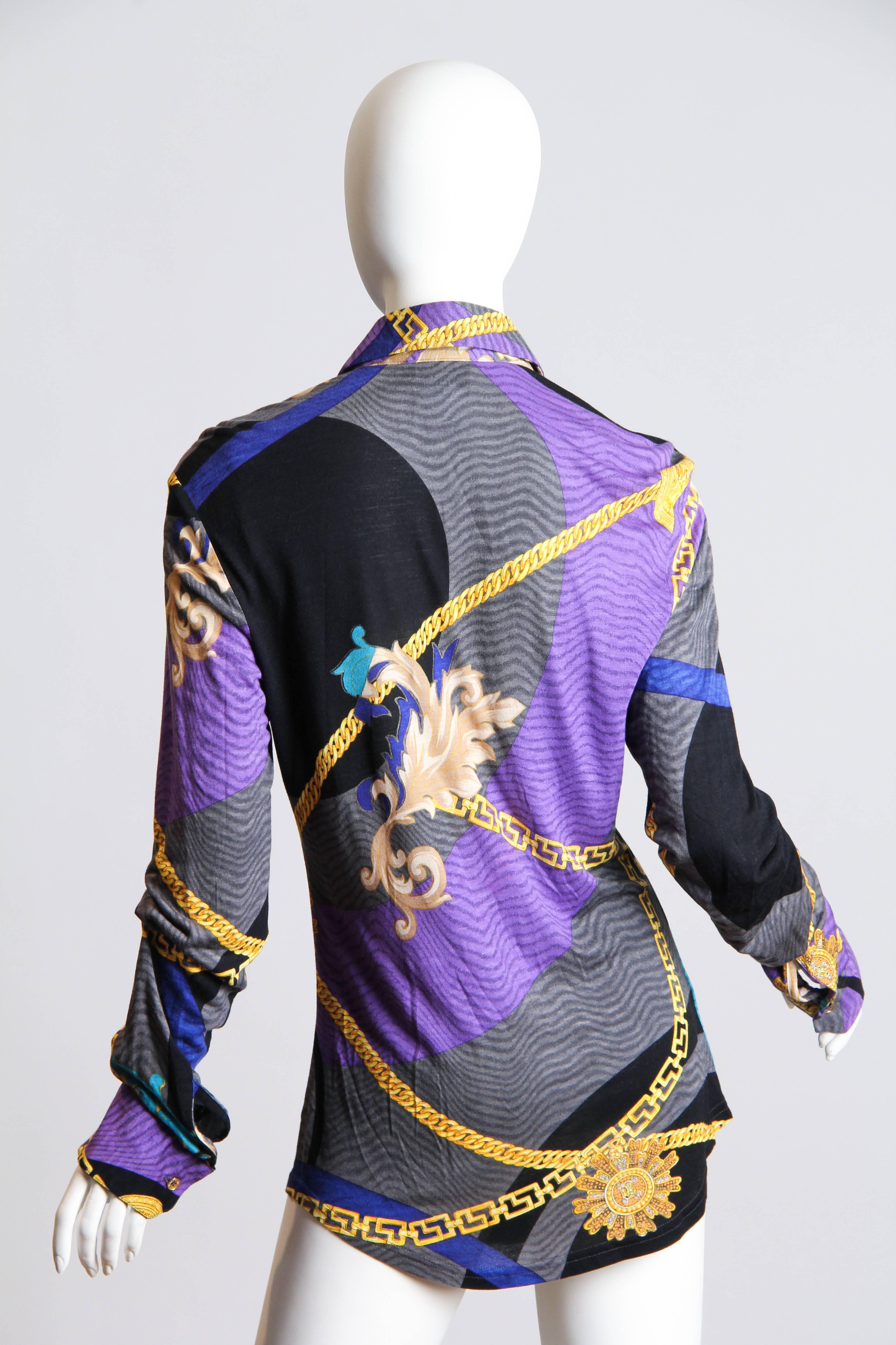 Gianni Versace Printed Jersey Shirt In New Condition In New York, NY