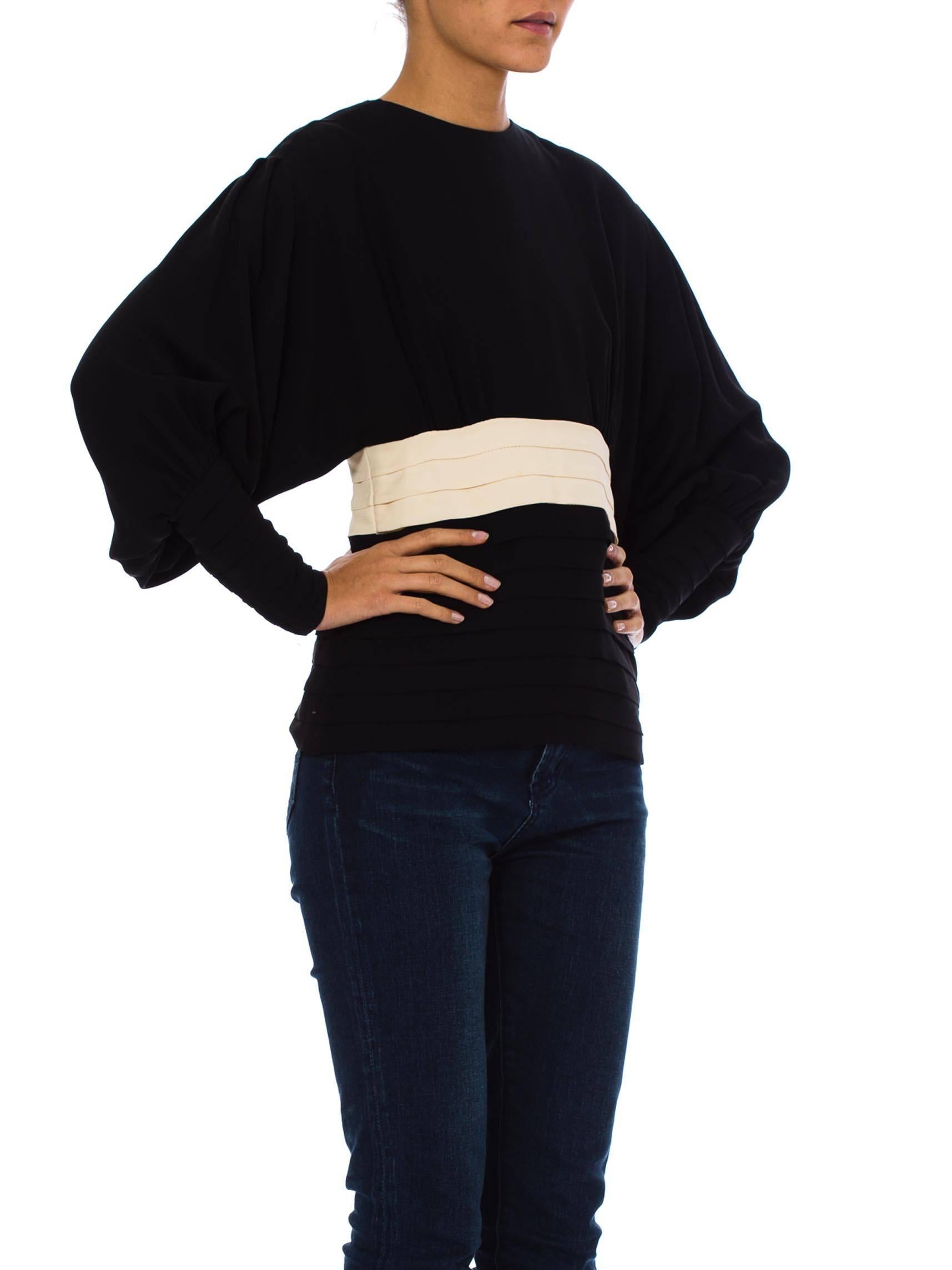 Galanos Black and White Full-Sleeved Top In Good Condition In New York, NY