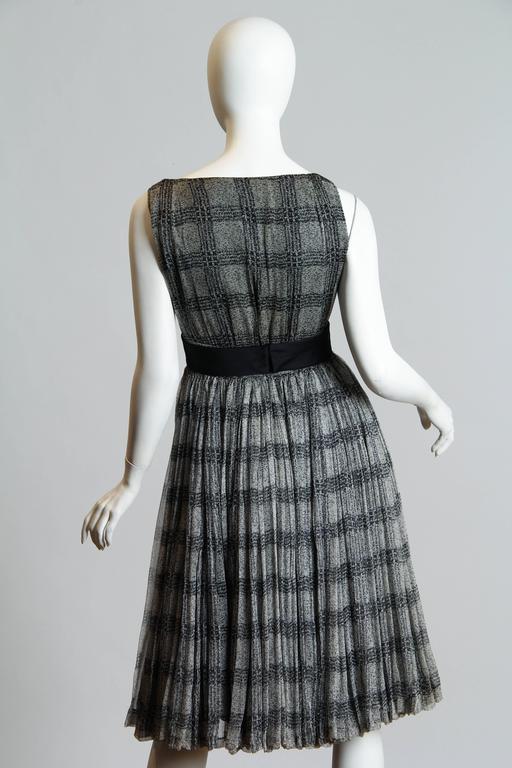 1970s James Galanos Soft Pale Grey & White Floral Print Silk & Silk Chiffon Caped Dress main image 1