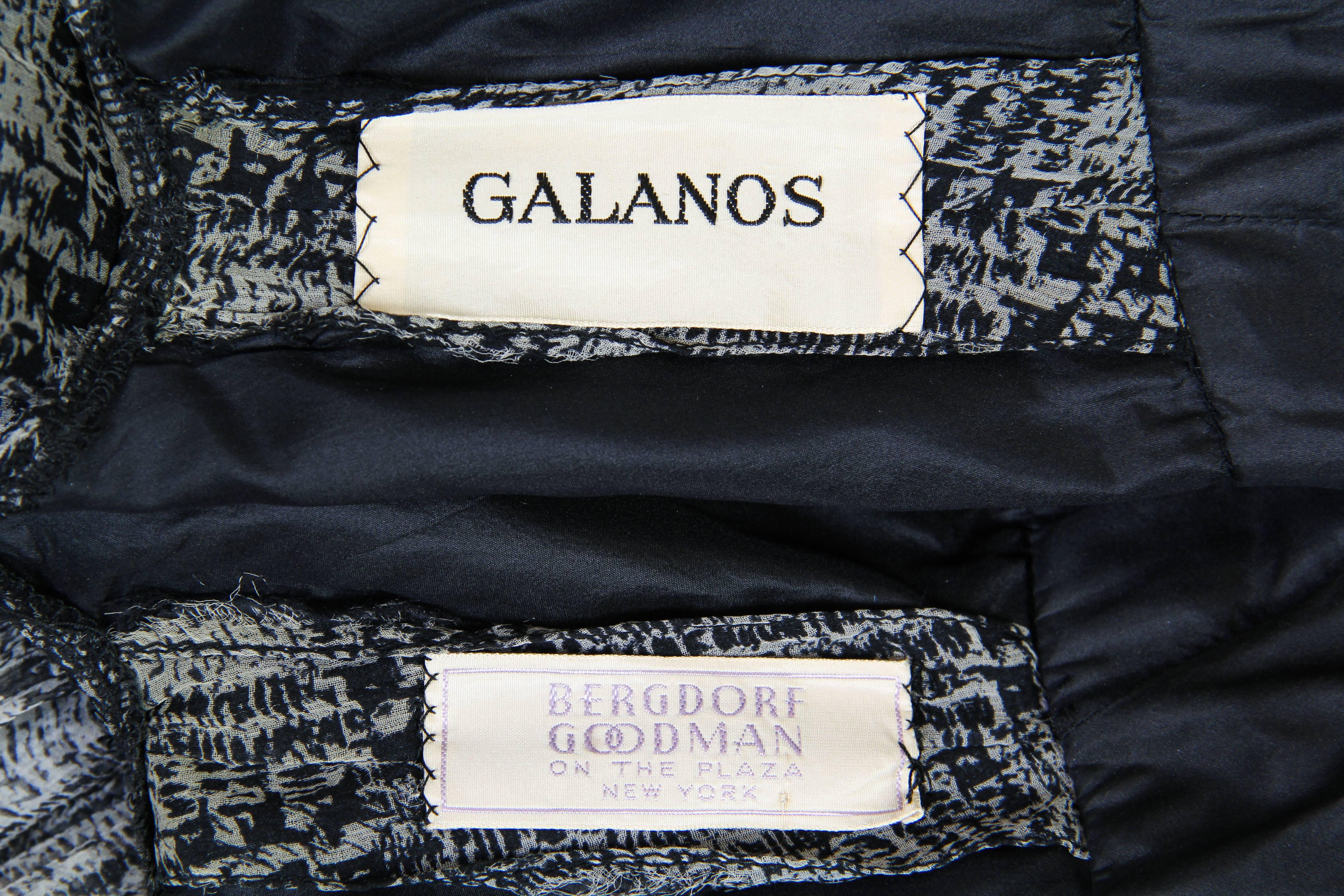 1980S JAMES GALANOS Black & Grey Silk Chiffon Super Full Layered Dress 4