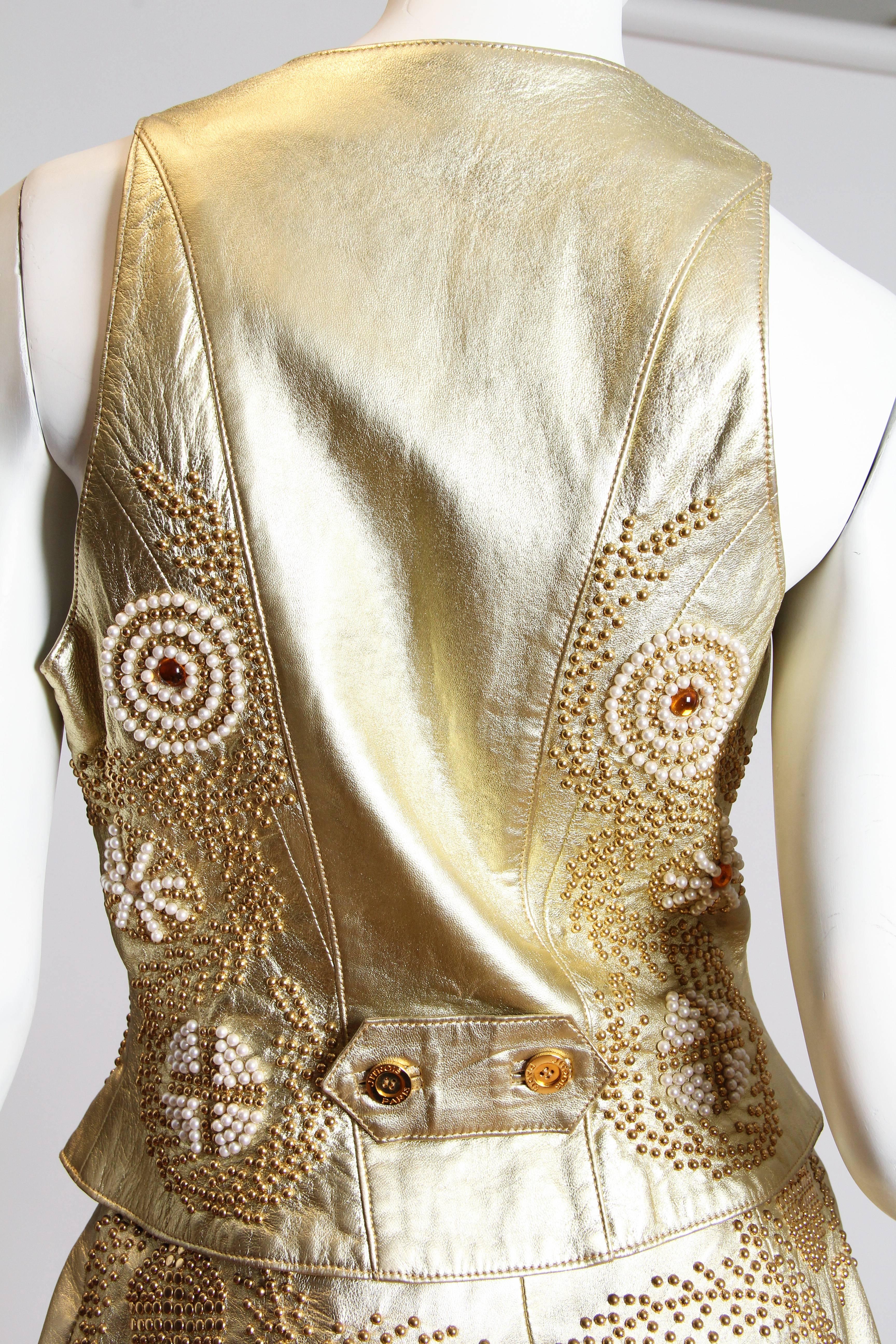 Jean Claude Jitrois Studded Gold Leather Ensemble 1