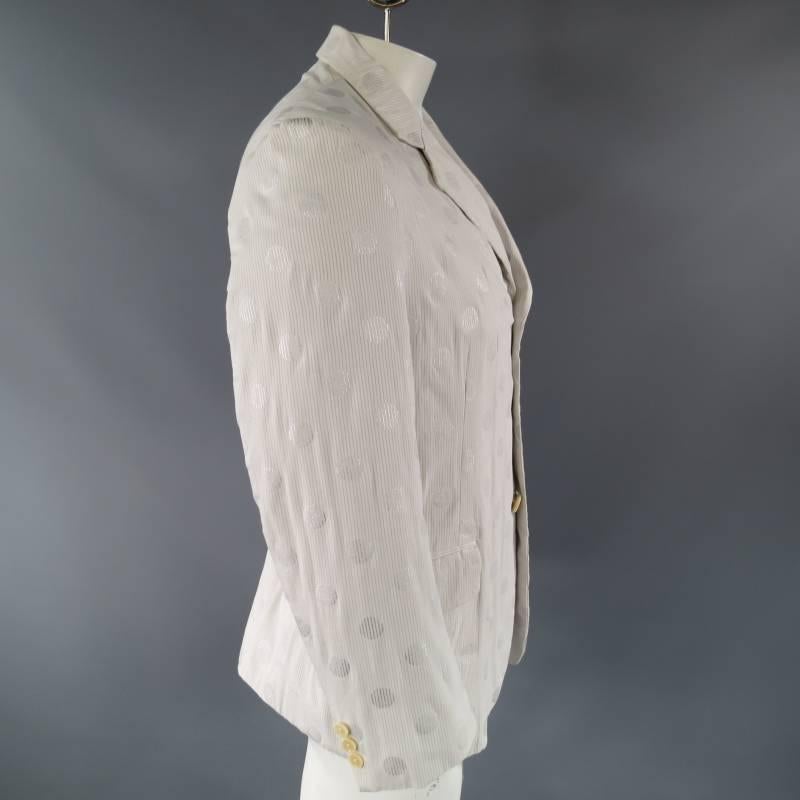 YOHJI YAMAMOTO Men's 40 Regular White & Silver Polka Dot Cotton Sport Coat 1