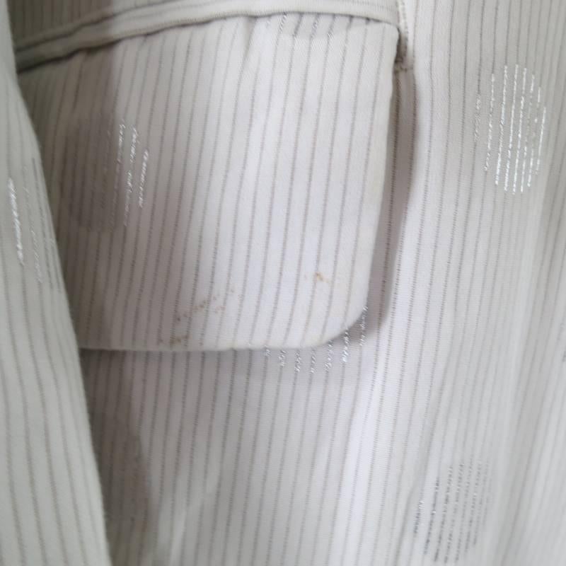 YOHJI YAMAMOTO Men's 40 Regular White & Silver Polka Dot Cotton Sport Coat 2