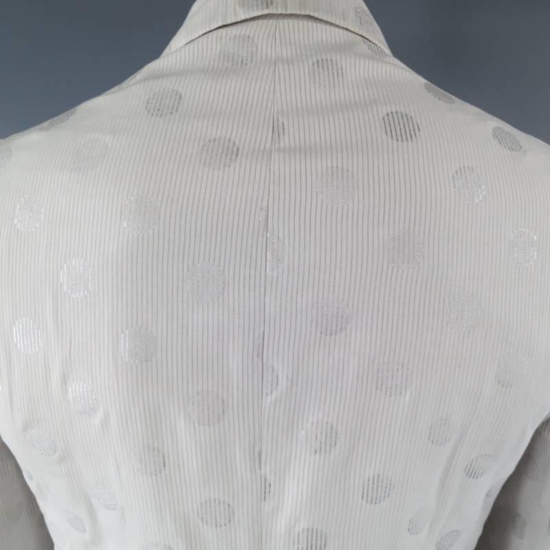 YOHJI YAMAMOTO Men's 40 Regular White & Silver Polka Dot Cotton Sport Coat 3