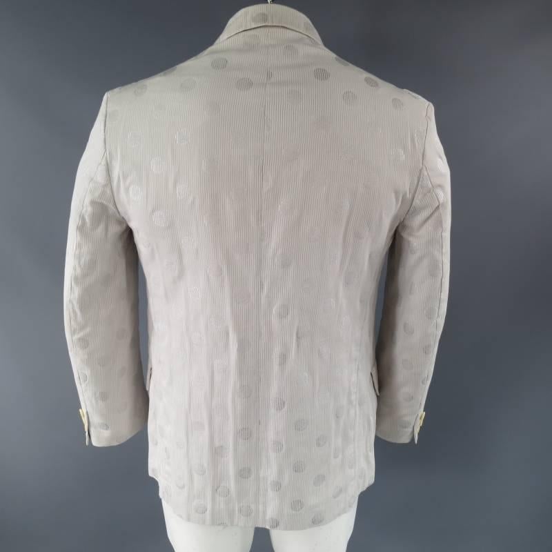 YOHJI YAMAMOTO Men's 40 Regular White & Silver Polka Dot Cotton Sport Coat 4