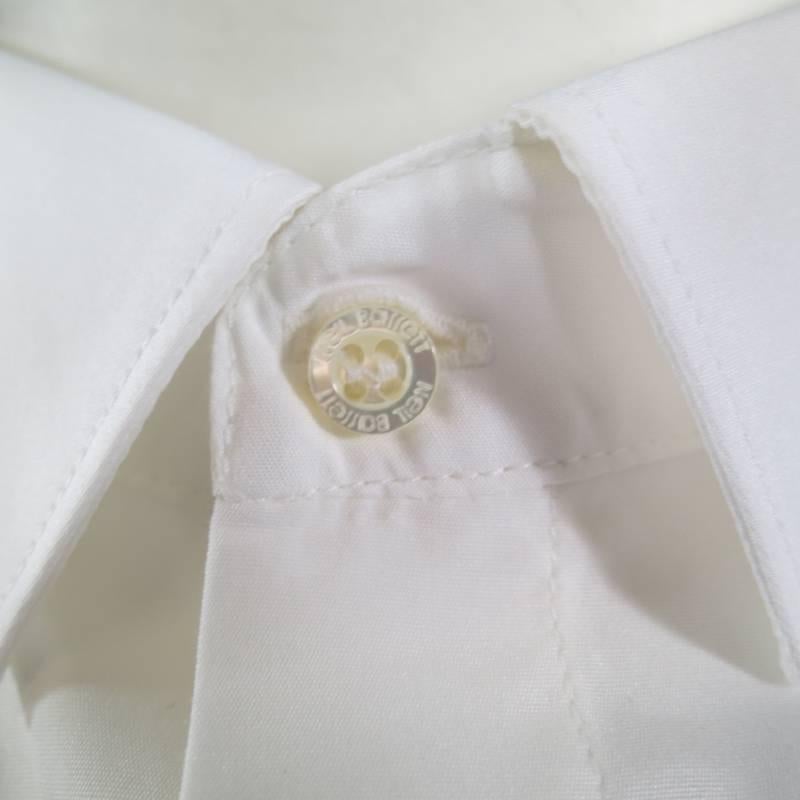 Men's NEIL BARRETT Size L White Cotton 'Punked Marble Dust' Graphic Long Sleeve Shirt