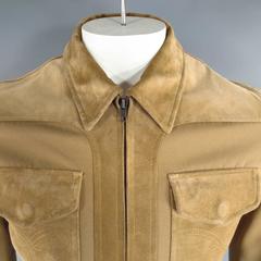GUCCI 36 Tan Cotton & Suede Cropped Western Jacket