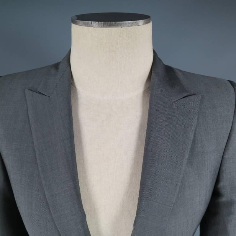 ALEXANDER MCQUEEN Men's 36 Short Gray Wool / Mohair Peak Lapel Sport Coat 2