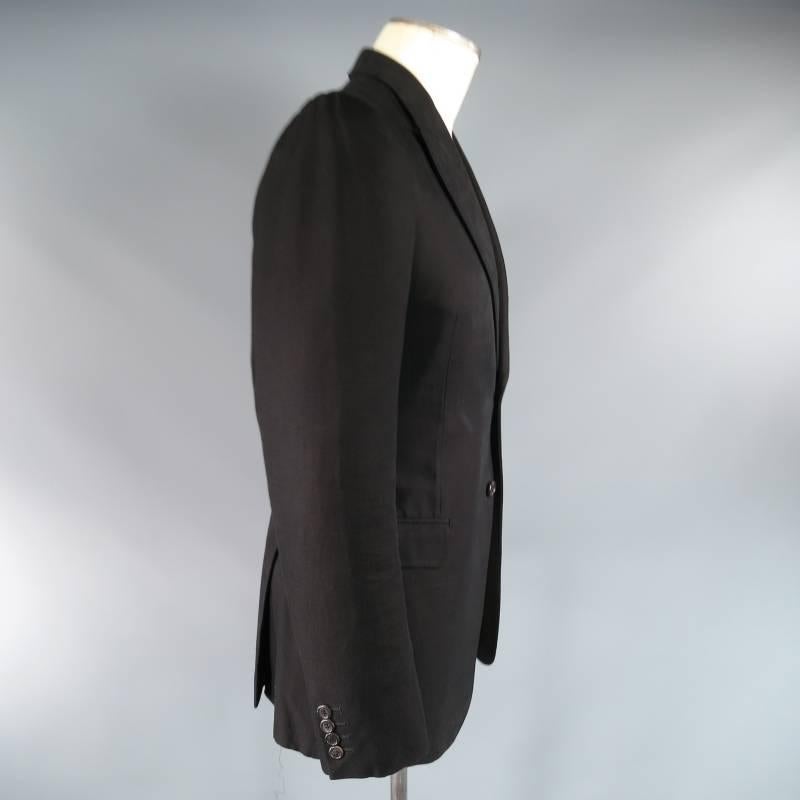 ALEXANDER MCQUEEN Men's 38 Regular Black Cotton Canvas Peak Lapel Sport Coat 1