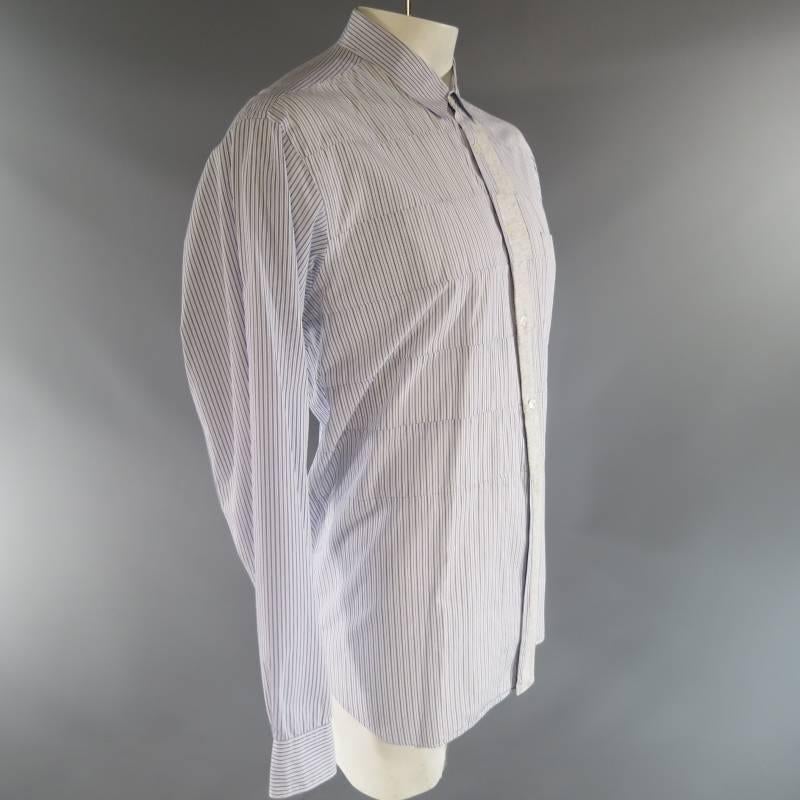 COMME des GARCONS Men's Size XL Navy & White Patchwork Cotton Long Sleeve Shirt 1