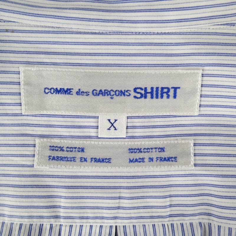 COMME des GARCONS Men's Size XL Navy & White Patchwork Cotton Long Sleeve Shirt 3