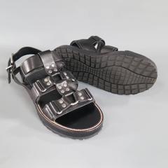 DSQUARED2 Size 8 Black Leather Fetish Harness Gladiator Sandals