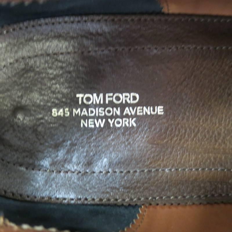 TOM FORD Size 10.5 Brown Suede TBraided Piping Tassel Loafers 4
