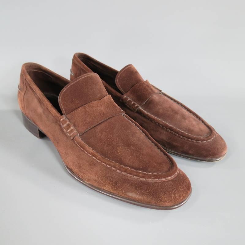 TOM FORD Size 10 Brown Suede Low Heel Loafers In Good Condition In San Francisco, CA