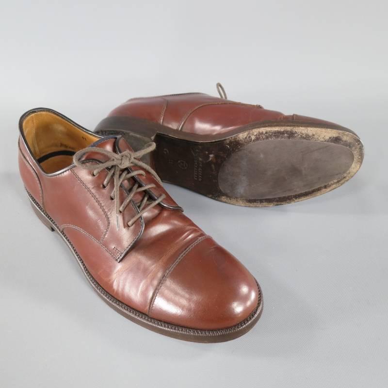Men's BRUNELLO CUCINELLI Size 8 Brown Leather Cap-toe Lace Up