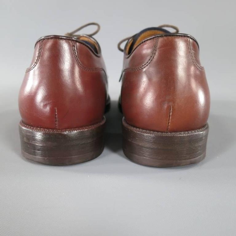 BRUNELLO CUCINELLI Size 8 Brown Leather Cap-toe Lace Up For Sale at 1stDibs