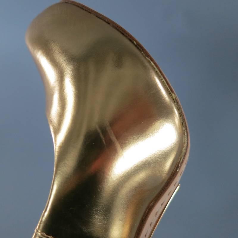 ALEJANDRO INGELMO Size 9 Metallic Gold Leather Platform Pumps 3