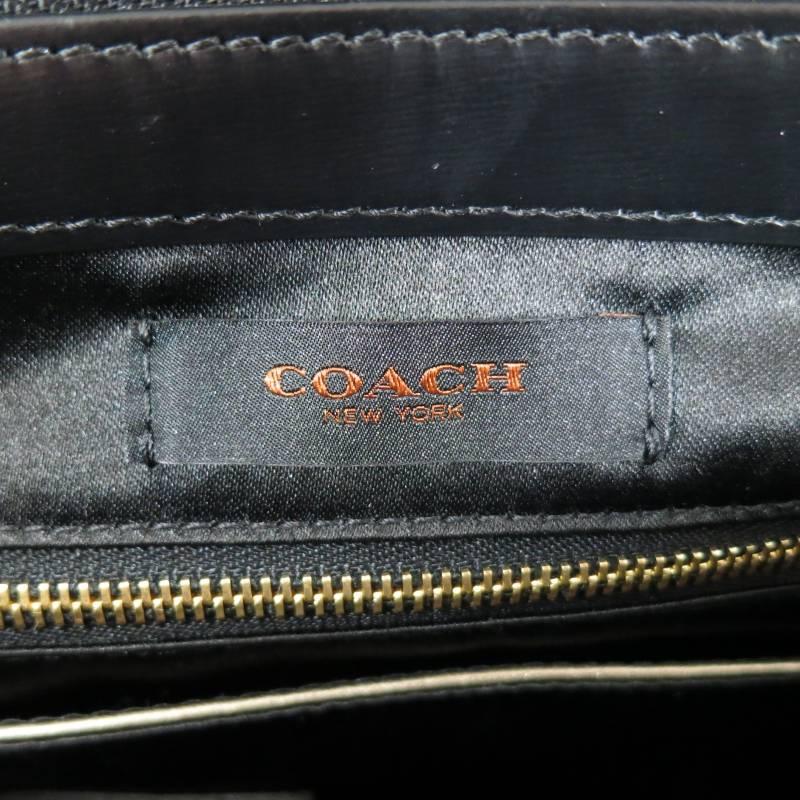 COACH Black Leather Triple Gold Zip Top Handles Borough Bag 1