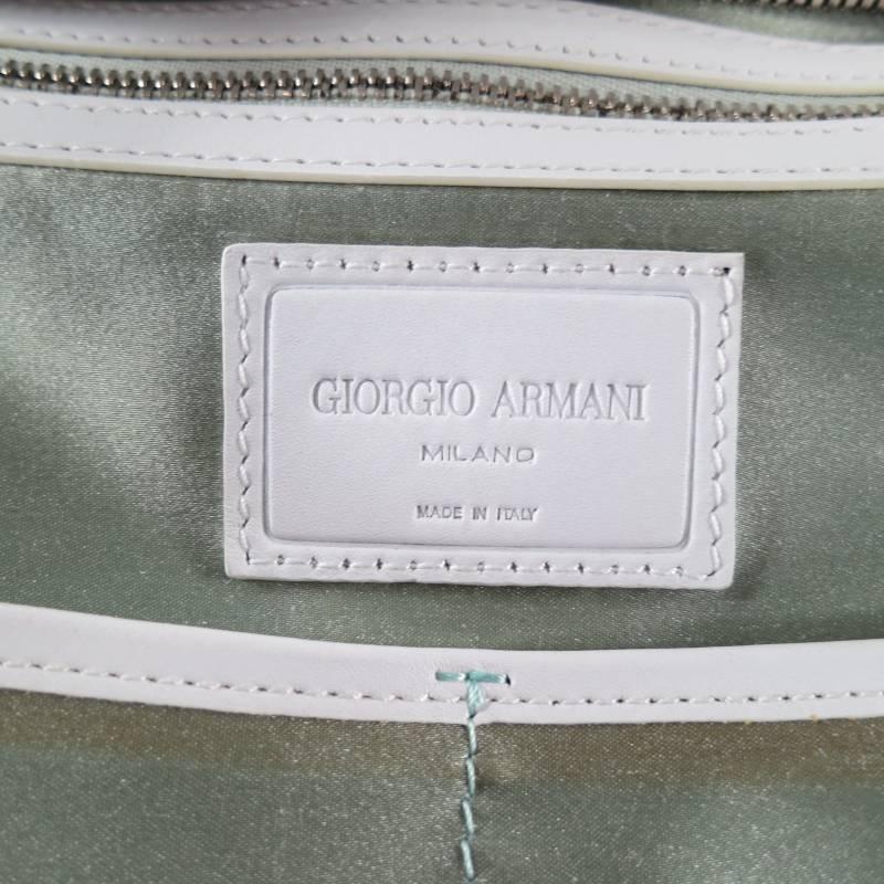 GIORGIO ARMANI White Crochet Leather Belt Handle Purse Handbag 3