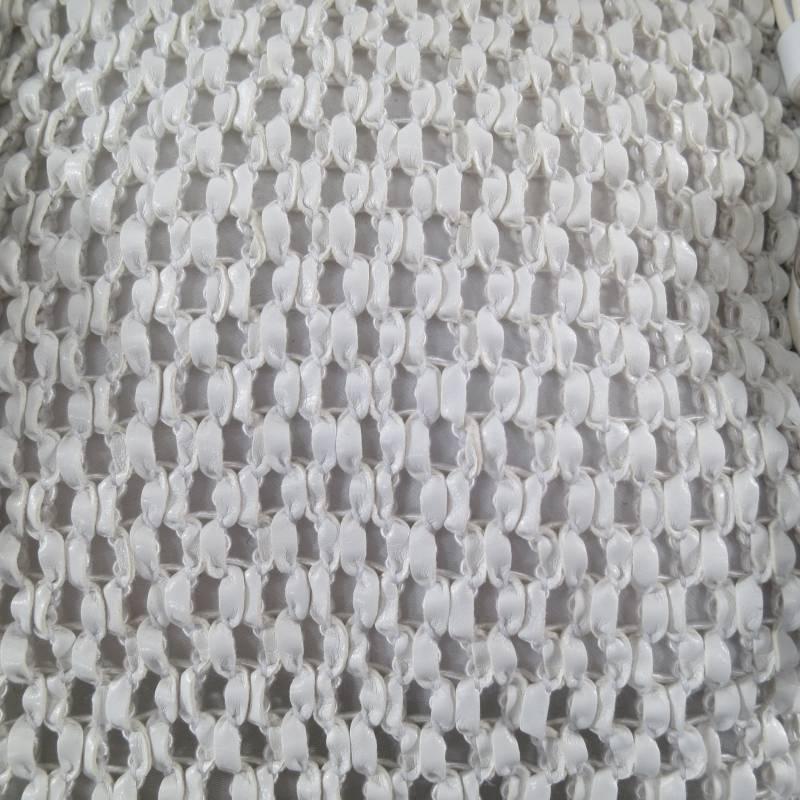 GIORGIO ARMANI White Crochet Leather Belt Handle Purse Handbag 6