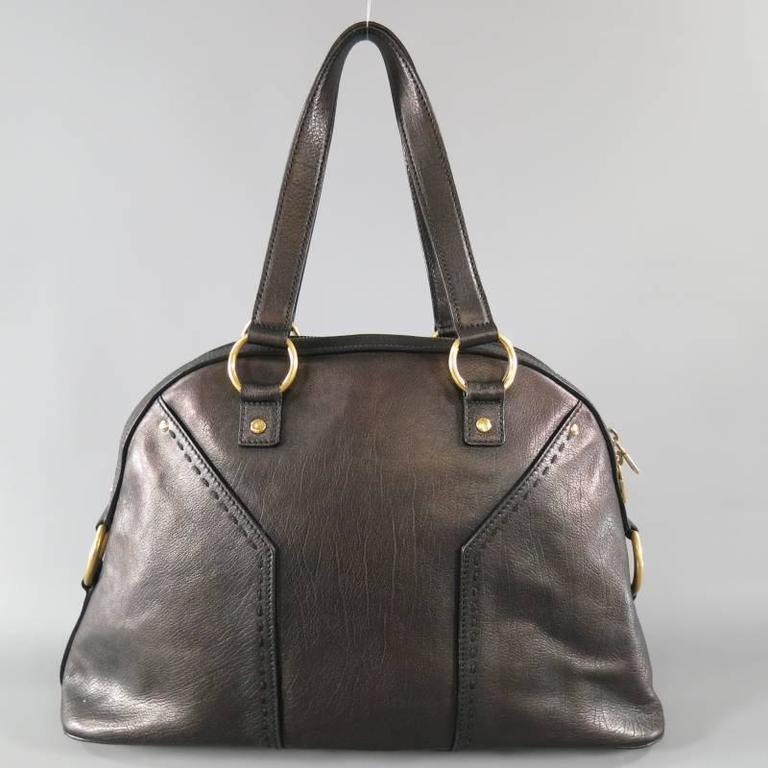 YVES SAINT LAURENT YSL MUSE Dark Brown Leather Tote Handbag at 1stDibs ...