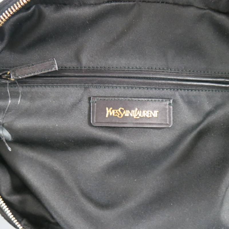 Black YVES SAINT LAURENT YSL MUSE Dark Brown Leather Tote Handbag