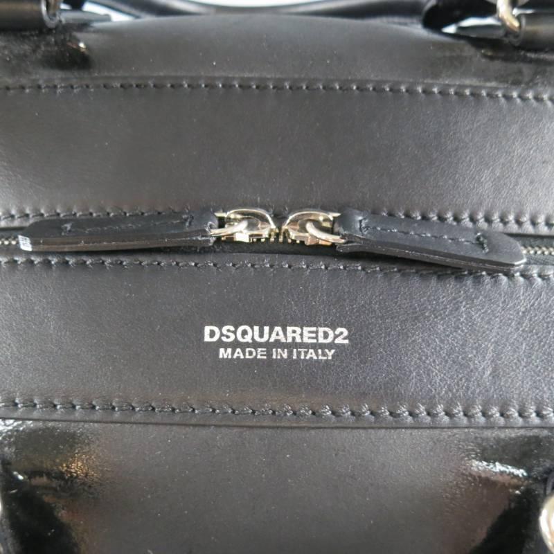 DSQUARED2 Black Spray Paint Tag Effect Leather Weekender Carry-On In Excellent Condition In San Francisco, CA