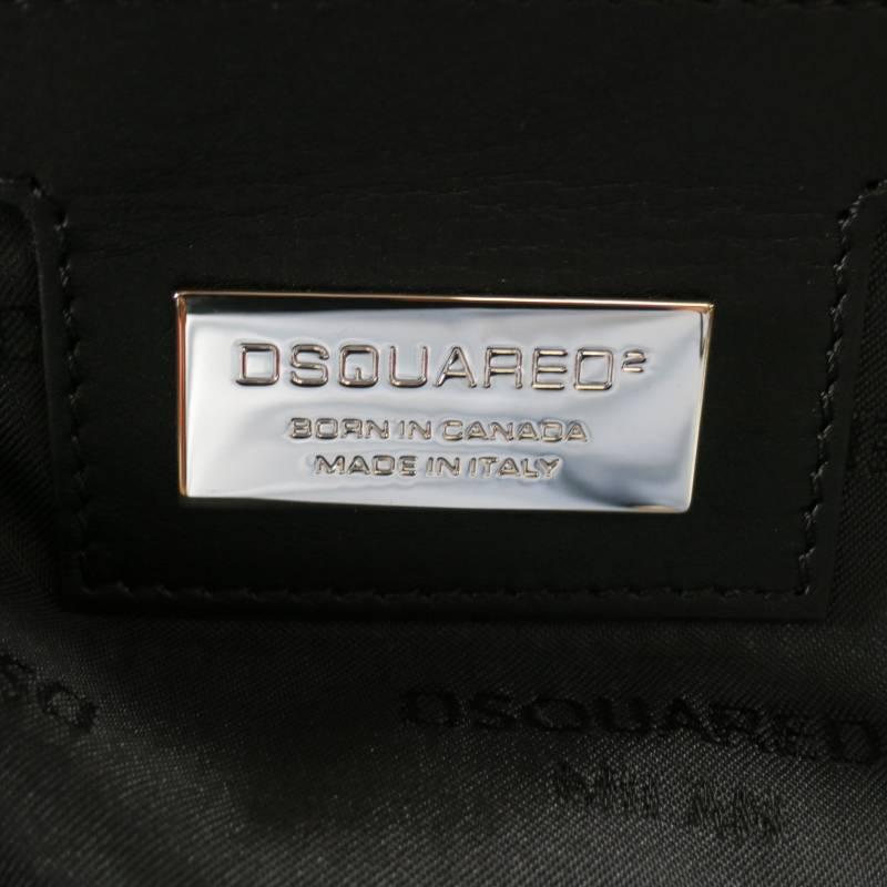 DSQUARED2 Black Spray Paint Tag Effect Leather Weekender Carry-On 4