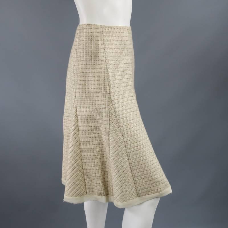 OSCAR DE LA RENTA Skirt - Pencil Skirt - Size 4 Beige & Brown Cashmere Blend 1