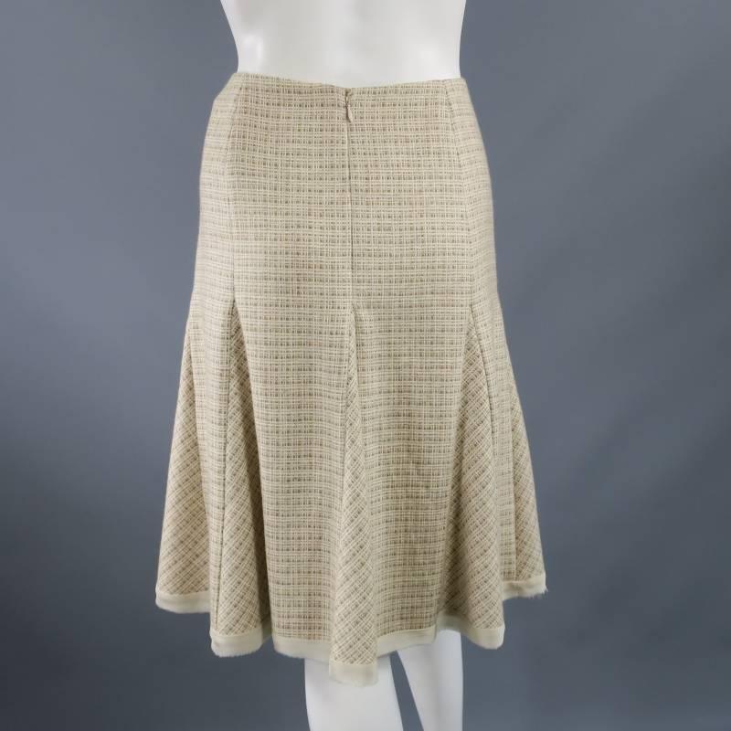 OSCAR DE LA RENTA Skirt - Pencil Skirt - Size 4 Beige & Brown Cashmere Blend 3