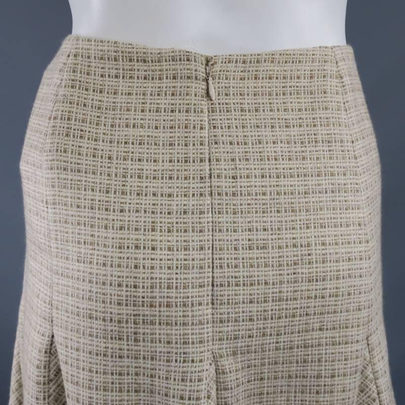 OSCAR DE LA RENTA Skirt - Pencil Skirt - Size 4 Beige & Brown Cashmere Blend 5