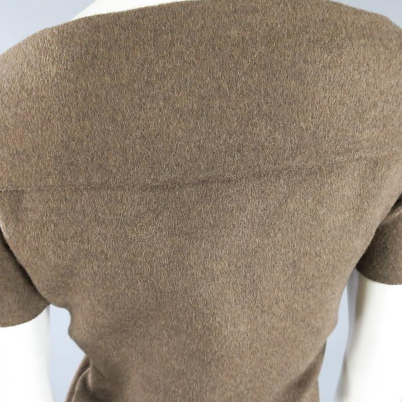 OSCAR DE LA RENTA Size 8 Brown Wool / Angora Off Shoulder Collar Dress Top 2008 2