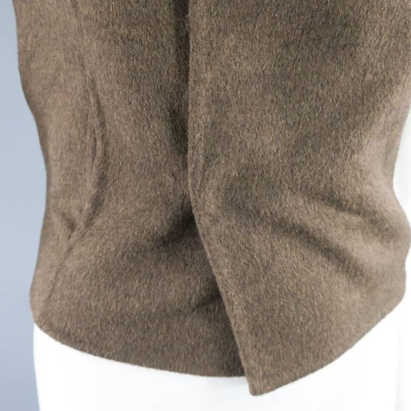 Women's OSCAR DE LA RENTA Size 8 Brown Wool / Angora Off Shoulder Collar Dress Top 2008